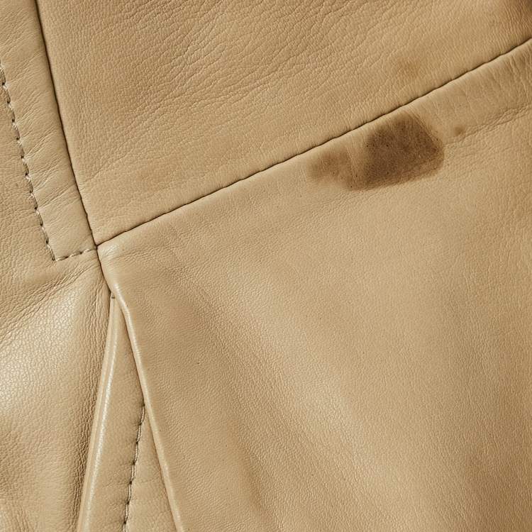 Pre Owned Dolce & Gabbana Beige Embellished Leather Button Detail Jacket M