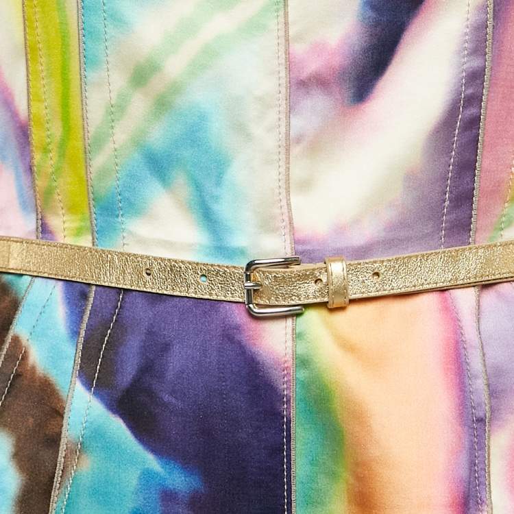 Pre Owned Dolce & Gabbana Multicolor Tie-Dye Print Satin Sheath Dress S