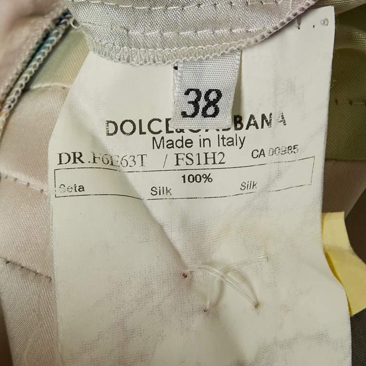 Pre Owned Dolce & Gabbana Multicolor Tie-Dye Print Satin Sheath Dress S
