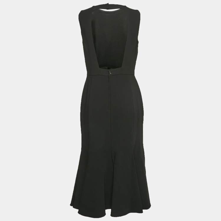 Pre Owned Dolce & Gabbana Black Crepe Midi Sleeveless Dress M