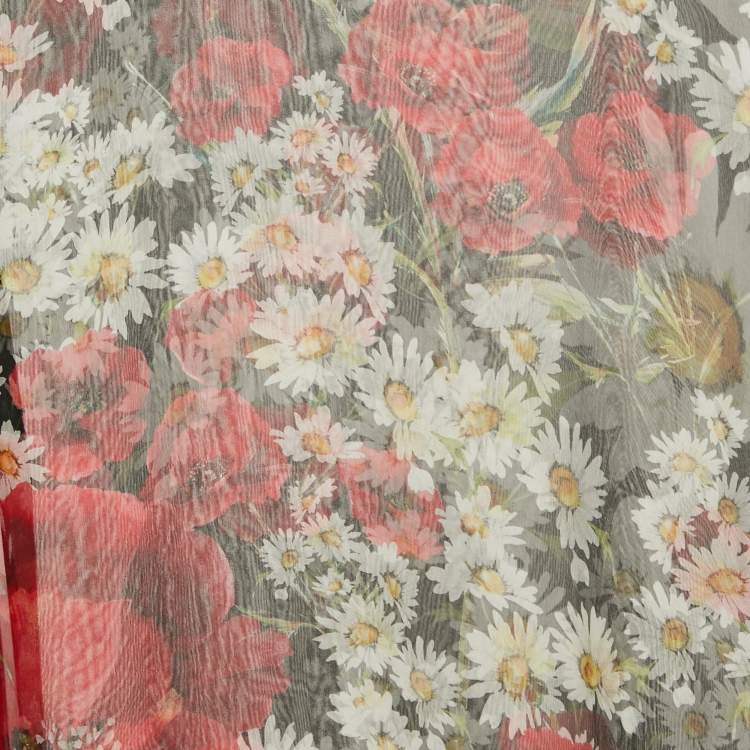 Pre Owned Dolce & Gabbana Black Floral Print Silk Sheer Top M