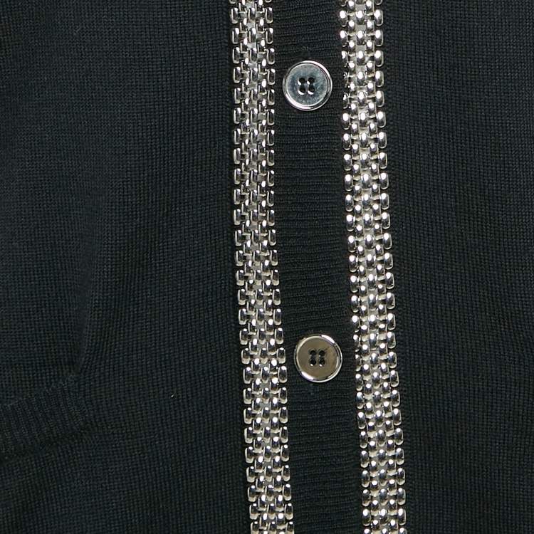 Pre Owned Dolce & Gabbana Black Embellished Wool Cardigan M