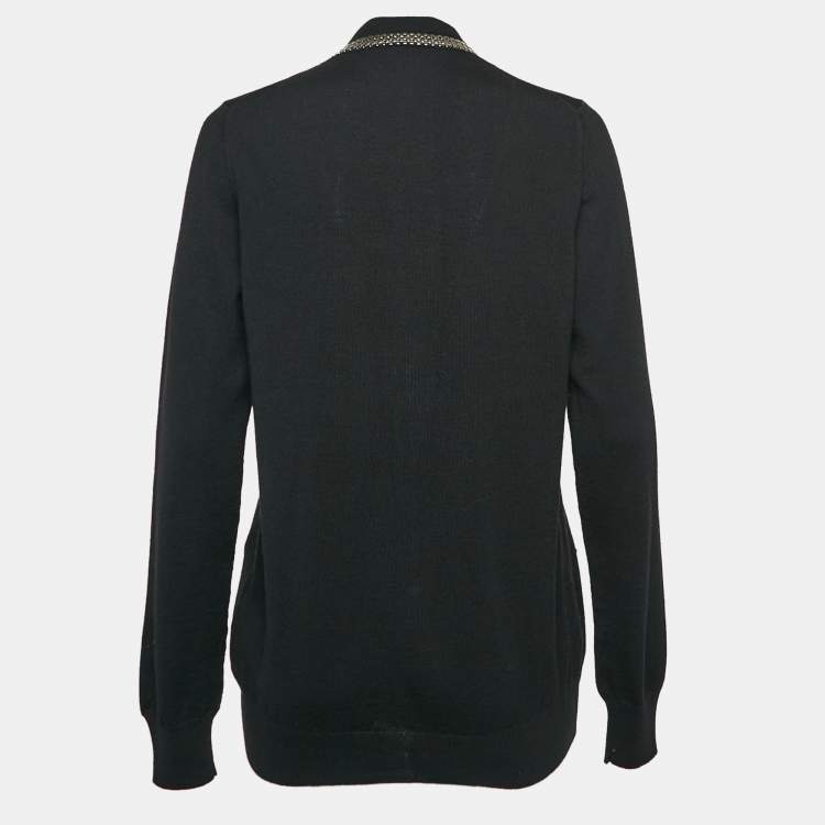 Pre Owned Dolce & Gabbana Black Embellished Wool Cardigan M