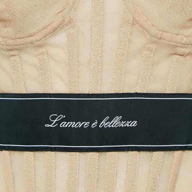 Pre Owned Dolce & Gabbana Nude Tulle Corset Top M