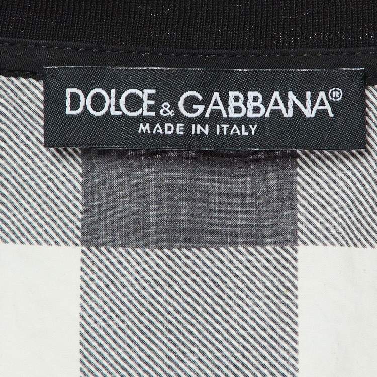 Pre Owned Dolce & Gabbana Black Floral and Checked Print Cotton Sleeveless Top S