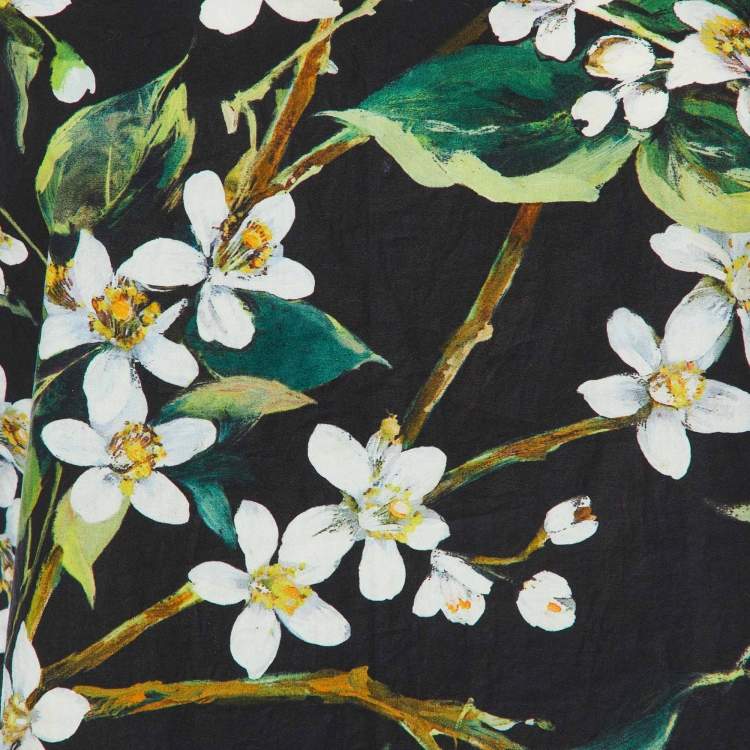 Pre Owned Dolce & Gabbana Black Floral and Checked Print Cotton Sleeveless Top S