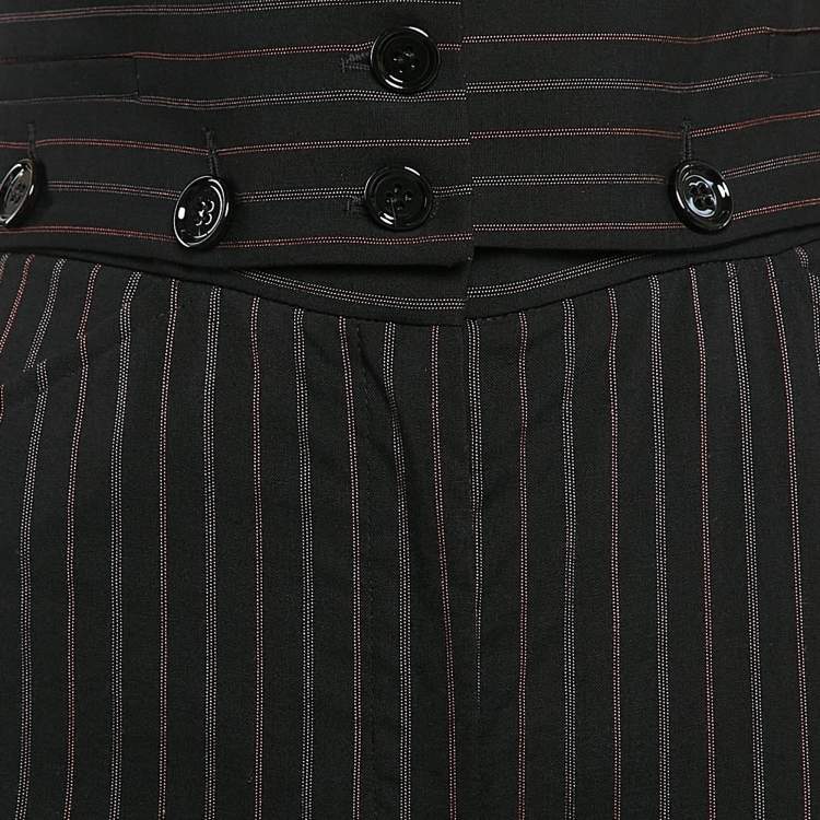 Pre Owned Dolce & Gabbana Black Pinstripe Wool Detachable Detail Trousers S