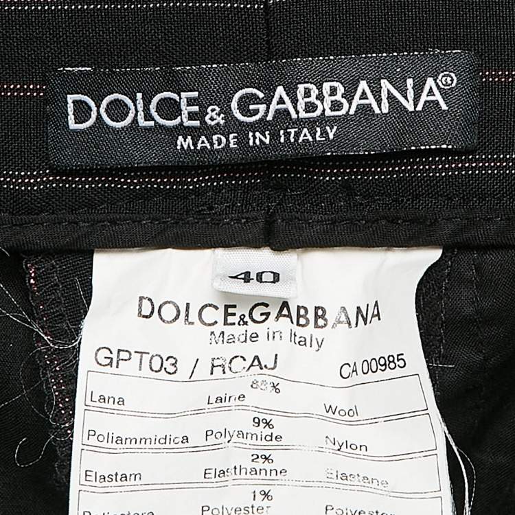 Pre Owned Dolce & Gabbana Black Pinstripe Wool Detachable Detail Trousers S