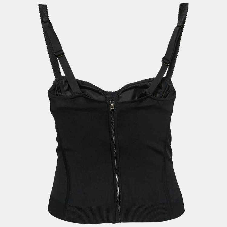 Pre Owned Dolce & Gabbana Black Stretch Knit Corset Top S