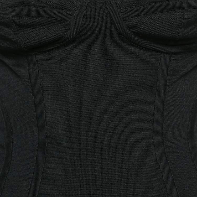 Pre Owned Dolce & Gabbana Black Stretch Knit Corset Top S