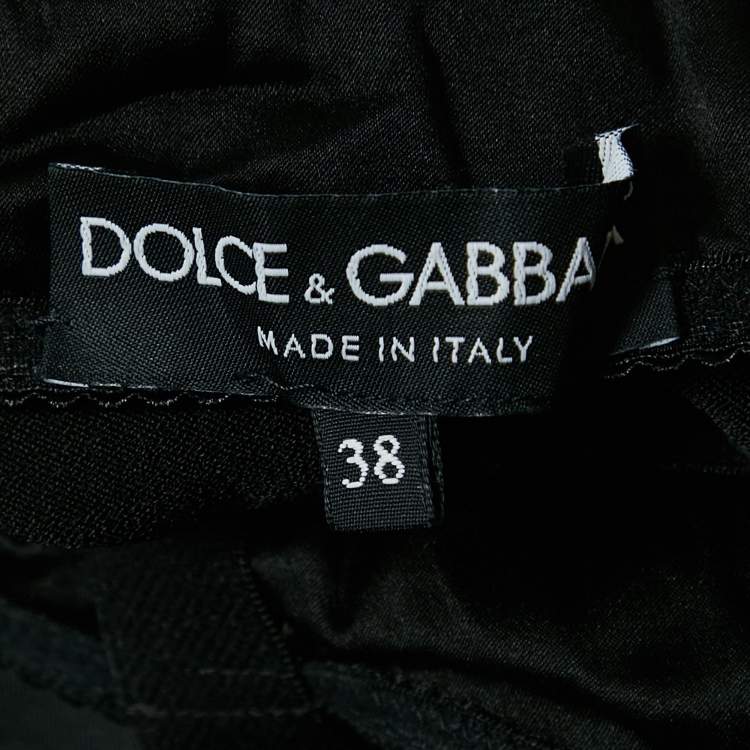 Pre Owned Dolce & Gabbana Black Stretch Knit Corset Top S