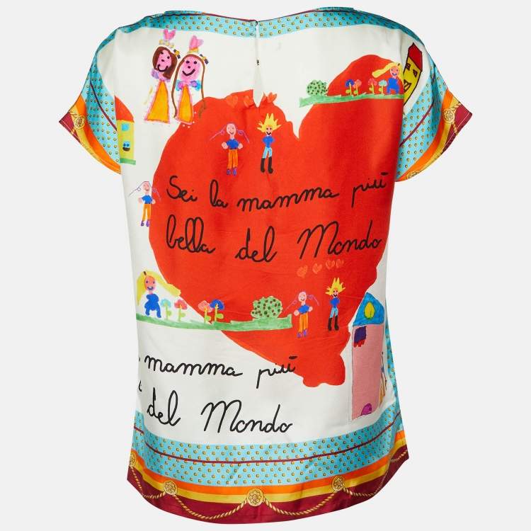 Pre Owned Dolce & Gabbana Multicolor Printed Silk Top S