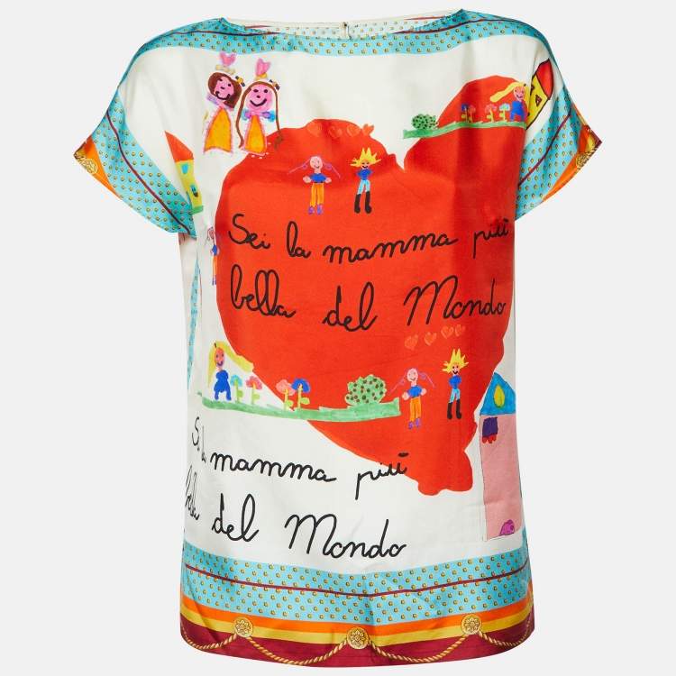 Pre Owned Dolce & Gabbana Multicolor Printed Silk Top S
