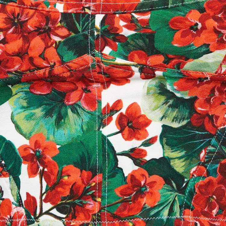 مملوكة مسبقًا Dolce & Gabbana White Geranium Print Jersey Corset Top S