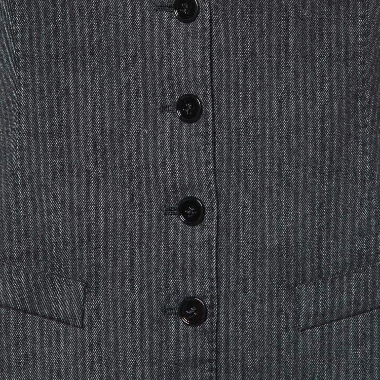 Pre Owned Dolce & Gabbana Dark Grey Stripe Wool Blend Vest S