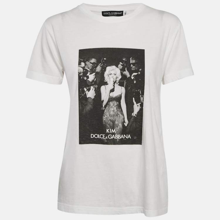 Dolce & Gabbana X Kim White Printed Jersey T-Shirt S Dolce