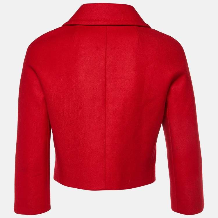 Pre Owned Dolce & Gabbana Red Wool Cropped Coat S