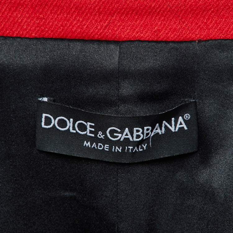 Pre Owned Dolce & Gabbana Red Wool Cropped Coat S