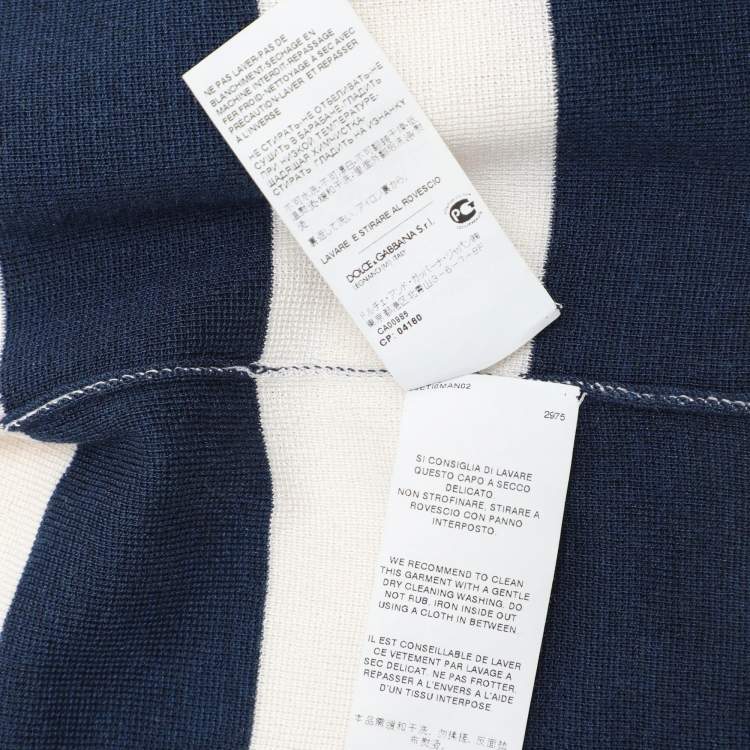 Pre Owned Dolce & Gabbana Blue/White Stretch Knit Stripe Sweatshirt M