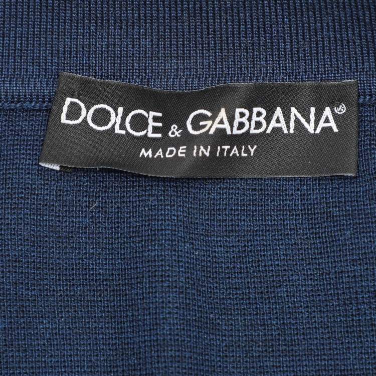 Pre Owned Dolce & Gabbana Blue/White Stretch Knit Stripe Sweatshirt M
