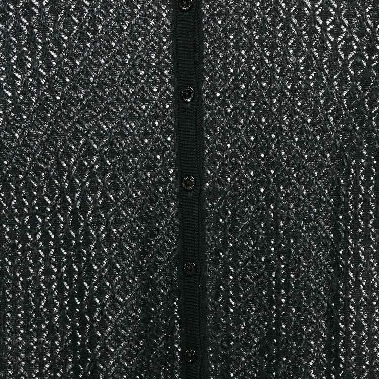 Pre Owned Dolce & Gabbana Black Silk Knit Buttoned Cardigan M