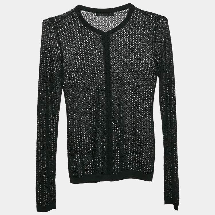 Pre Owned Dolce & Gabbana Black Silk Knit Buttoned Cardigan M