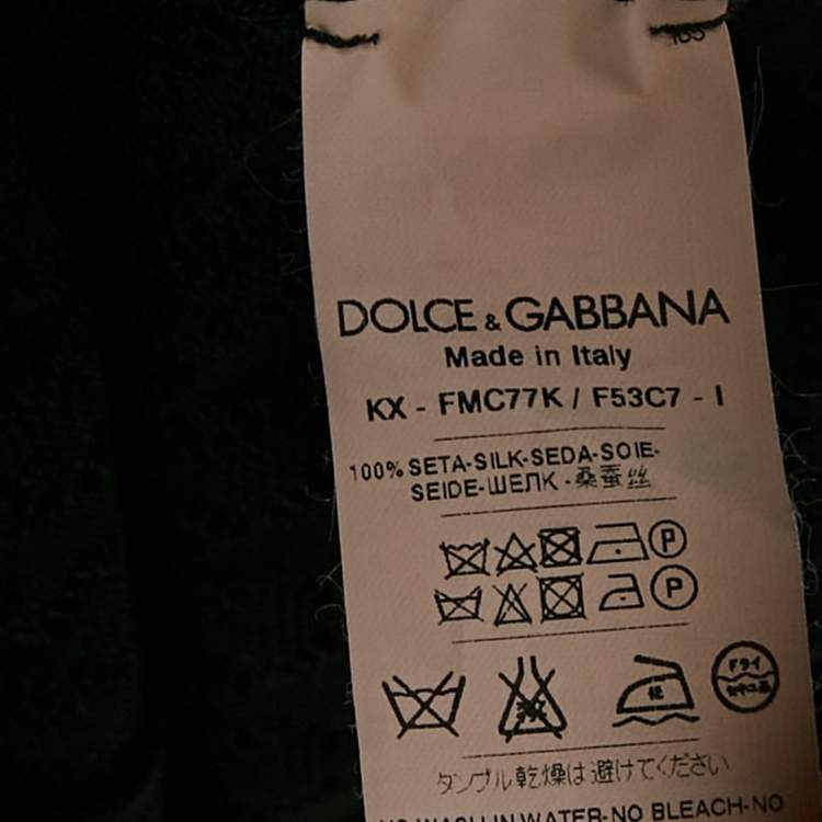 Pre Owned Dolce & Gabbana Black Silk Knit Buttoned Cardigan M