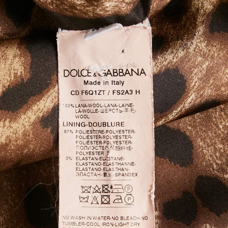 مملوكة �مسبقًا Dolce & Gabbana Brown Leopard Print Wool Midi Dress S