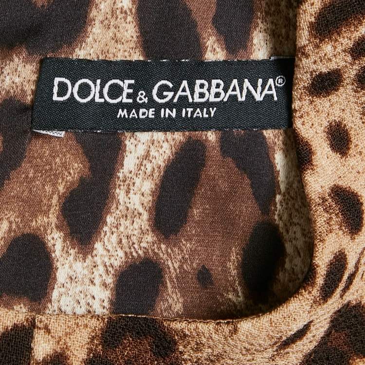 مملوكة مسبقًا Dolce & Gabbana Brown Leopard Print Wool Midi Dress S