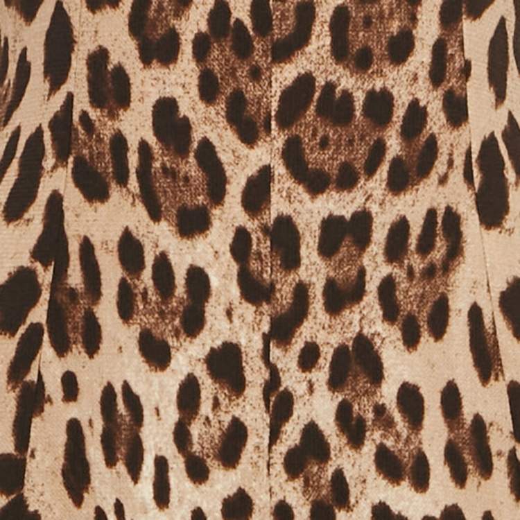 مملوكة مسبقًا Dolce & Gabbana Brown Leopard Print Wool Midi Dress S