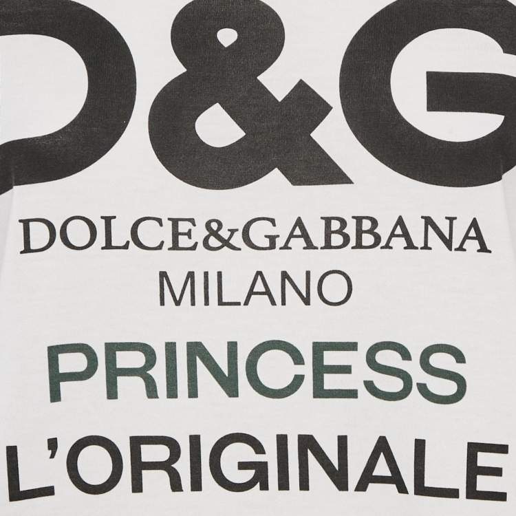 Pre Owned Dolce & Gabbana White Logo Print Jersey Crew Neck T-Shirt S