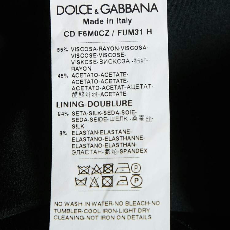 Pre Owned Dolce & Gabbana Black Crepe Logo Plaque Detail Mini Dress L