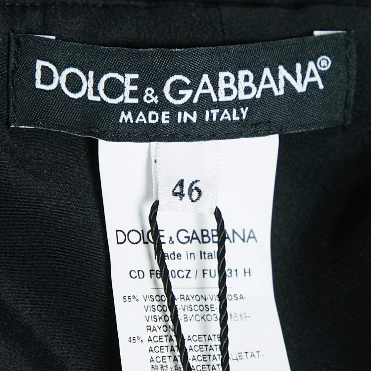 Pre Owned Dolce & Gabbana Black Crepe Logo Plaque Detail Mini Dress L