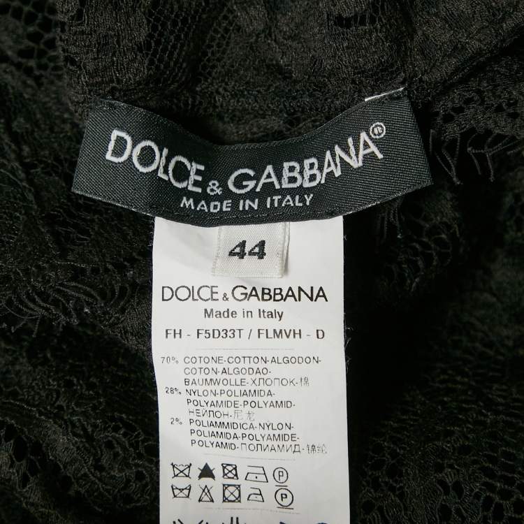 Pre Owned Dolce & Gabbana Black Floral Lace Ruffled Blouse M