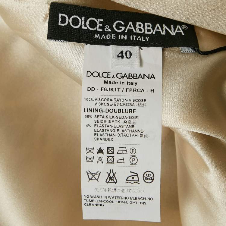 مملوكة مسبقًا Dolce & Gabbana Light Beige Lace Print Crepe Short Dress S