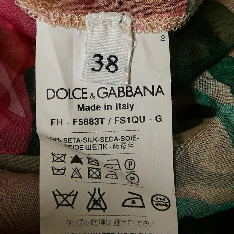Pre Owned Dolce & Gabbana Pink Floral Print Silk Sheer Blouse S