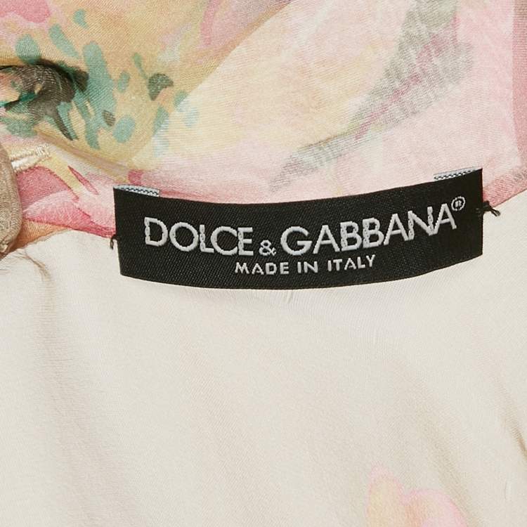 Pre Owned Dolce & Gabbana Pink Floral Print Silk Sheer Blouse S