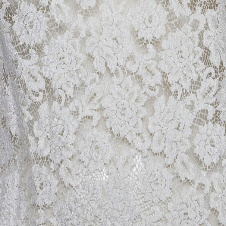 Pre Owned Dolce & Gabbana Cream Lace Sleeveless Top S