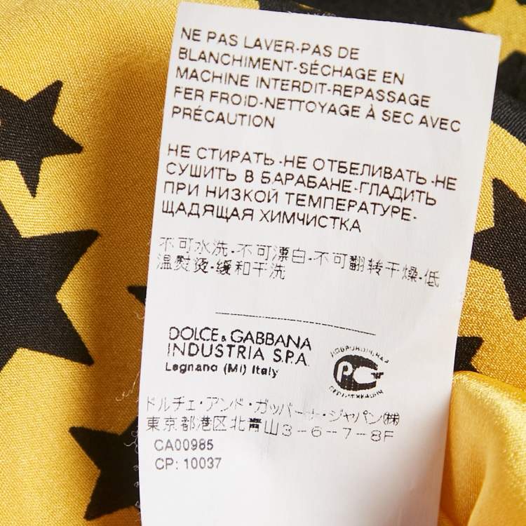 Pre Owned Dolce & Gabbana Black/Yellow Stars Print Silk Midi Dress M