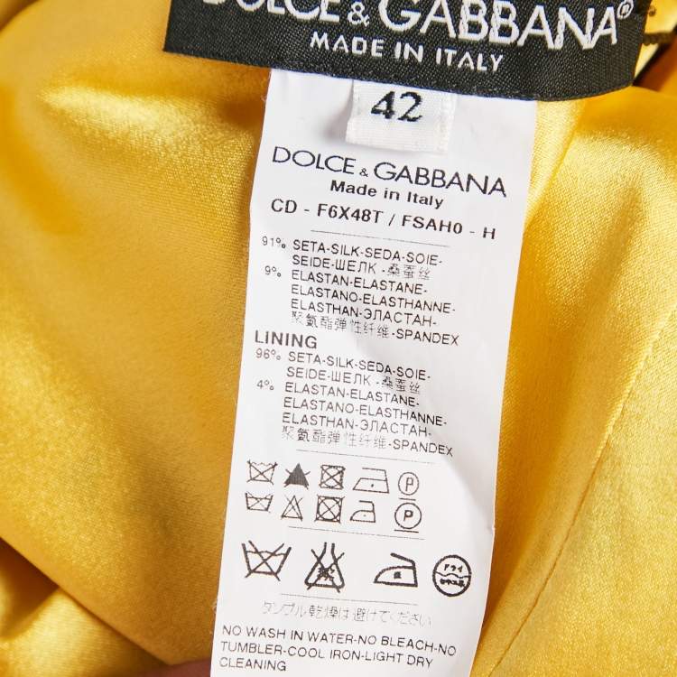 Pre Owned Dolce & Gabbana Black/Yellow Stars Print Silk Midi Dress M