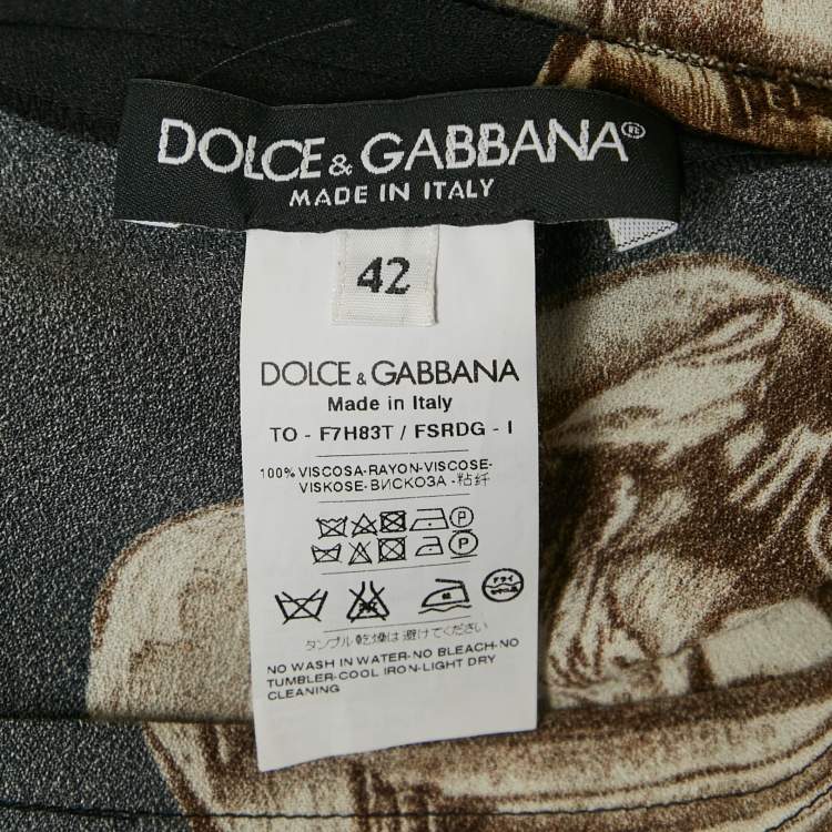 مملوكة مسبقًا Dolce & Gabbana Black Coins Print Crepe Sleeveless Top M
