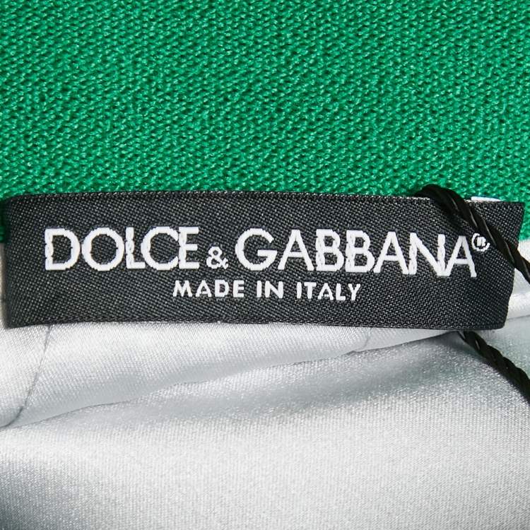 Pre Owned Dolce & Gabbana Green Hydrangea Print Silk Flounce Midi Skirt M