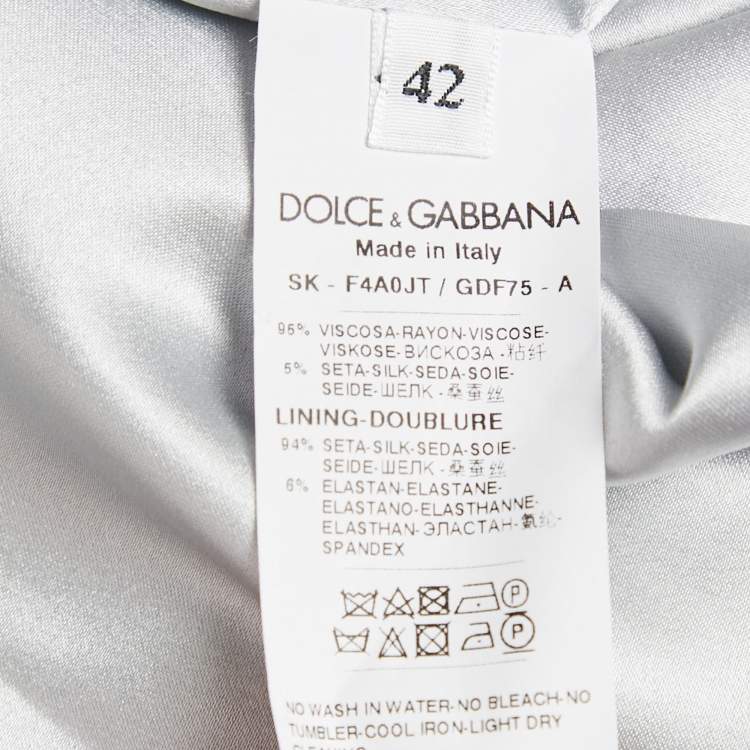 Pre Owned Dolce & Gabbana Green Hydrangea Print Silk Flounce Midi Skirt M