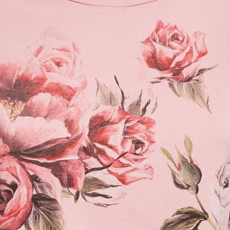 مملوكة مسبقًا Dolce & Gabbana Pink Floral Print Jersey Sequin Embellished Sleeveless T-Shirt L