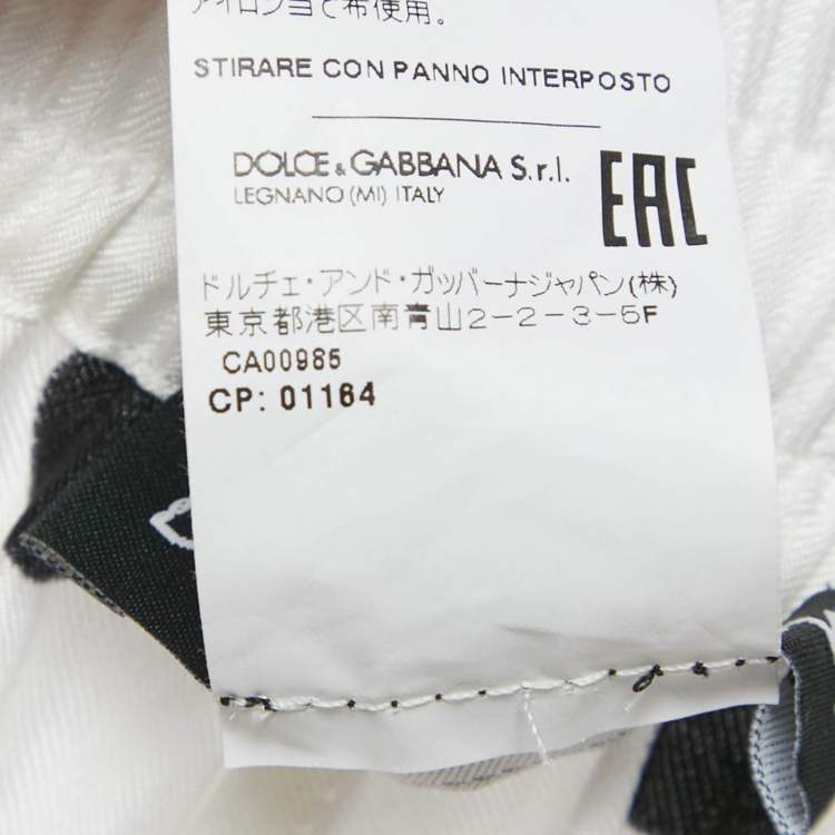 Pre Owned Dolce & Gabbana White/Black Polka Dots Print Silk Pajama Pants S