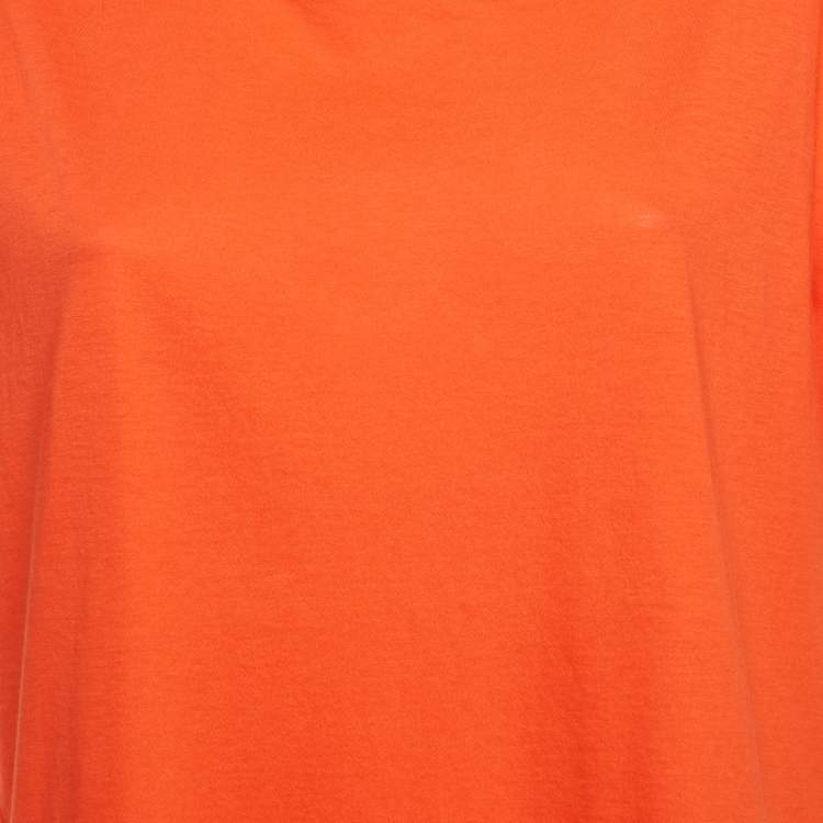 Pre Owned Dolce & Gabbana Orange Jersey Asymmetric Hem T-Shirt L