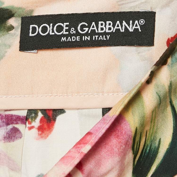 Pre Owned Dolce & Gabbana Multicolor Floral Print Poplin Tiered Maxi Skirt M