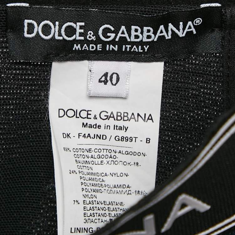 مملوكة مسبقًا Dolce & Gabbana Navy Blue Denim and Jersey Logo Waist Band Pencil Skirt S