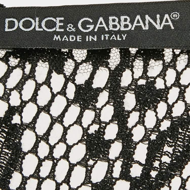 Pre Owned Dolce & Gabbana Black Lace V-Neck Sheer Top S