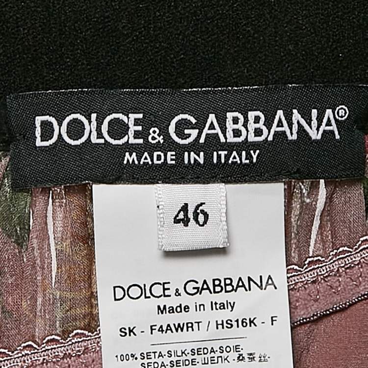 Pre Owned Dolce & Gabbana Pink Floral Print Silk Gathered Midi Skirt L